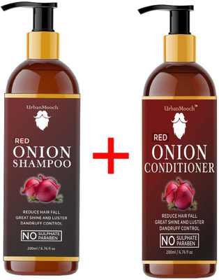 UrbanMooch Red ONION Shampoo + ONION Conditioner For ( Men & Women) Ultimate Hair Combo-(2 Items in the set)