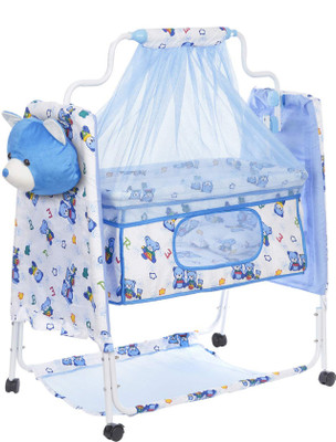 Fun Baby Newborn Baby LittleNest Blue Bassinet Cradle with Mosquito Net-Canopy And Wheels Recommened For Cradle For Baby With Net And Swing kids Cradle Baby Cradle Mosquito Net Cradle baby cradle jhula swing(Blue, White)