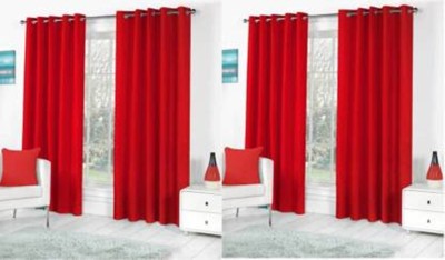 kiara Creations 275 cm (9 ft) Polyester Semi Transparent Long Door Curtain (Pack Of 4)(Plain, Orange)