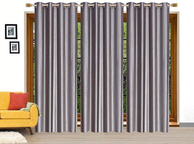 Galaxy Home Decor 214 cm (7 ft) Door Polyester Semi Transparent Curtain (Pack Of 2)(Grey, Plain)