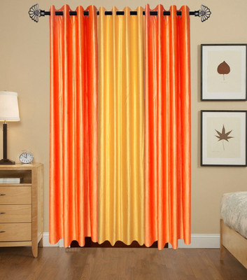 Galaxy Home Decor 274 cm (9 ft) Long Door Polyester Semi Transparent Curtain (Pack Of 2)(Orange & Yellow, Plain)