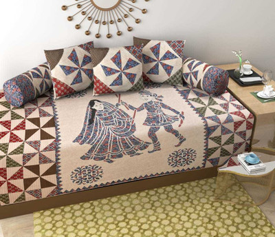 HOMIMPEX Cotton Abstract Diwan Set(Maroon)