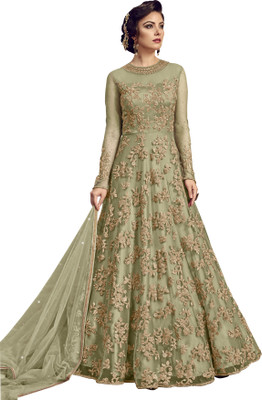 KAPANKU Net/Lace Embroidered Gown/Anarkali Kurta & Bottom Material