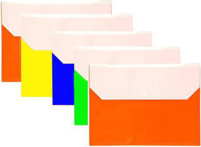 Adimac Polypropylene A4 Front & Back Pocket Document File Bag(Set Of 5, Multicolor)