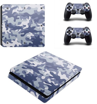 ELTON Blue Camouflage Theme 3M Skin Sticker Cover for PS4 Slim Console and Controllers  Gaming Accessory Kit(Multicolor, For PS4)