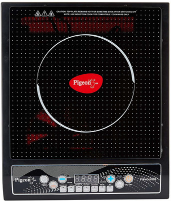 Pigeon 1600-Watt Induction Cooktop Induction Cooktop(Black, Push Button)