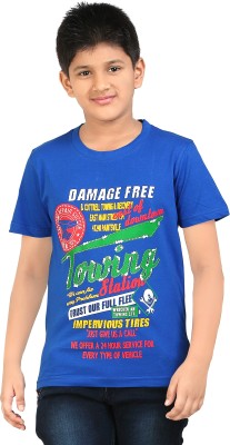 dongli Boys Typography, Printed Cotton Blend T Shirt(Multicolor, Pack of 1)