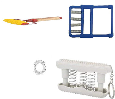 Acufit ACU044 Acupressure Massager Tools Combo Kit With Karela Roller With Handle + Hand Exerciser + Pocket Exerciser + Massage Ring For Stress And Pain Relief Acupressure Kit Massager(Multicolor)