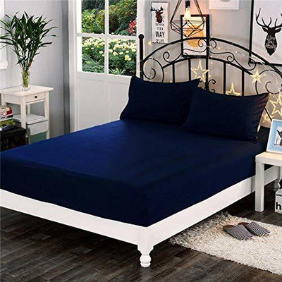 AMIGOS King Size Fitted Terry Cotton Breathable, Stretchable, Waterproof Mattress Cover(Blue)