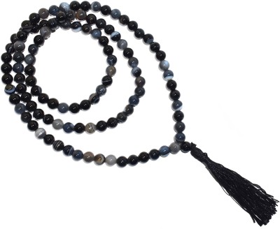 Healings4u Black Sulemani Hakik Aqeeq Chakra Healing Balancing 108 Bead Yoga Meditation Prayer Jap Mala Necklace Onyx Crystal Necklace