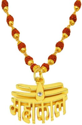 Jsingh Gold Plated Loard Shiva Mahakal Locket with Rudraksha Mala Gold-plated Metal Pendant