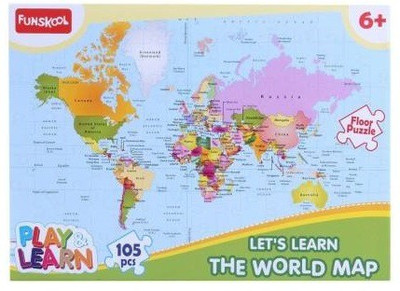 FUNSKOOL Play & Learn World Map Puzzle For Kid's Knowledge Improving (105 Pieces)(105 Pieces)