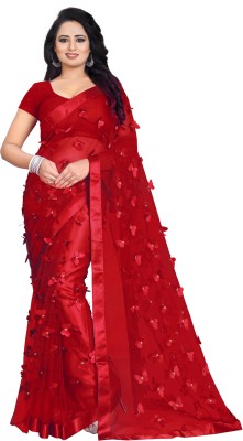 Goripati Fashion Self Design Bollywood Net Saree(Red)