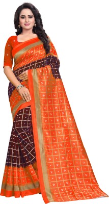 WOMENTIC Self Design Bollywood Silk Blend, Georgette Saree(Multicolor, Orange)