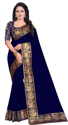 Goripati Fashion Dyed Daily Wear Pure Silk Saree(Dark Blue)