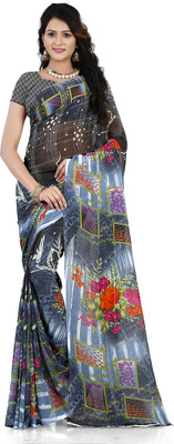 ANAND Printed Daily Wear Georgette Saree(Grey)