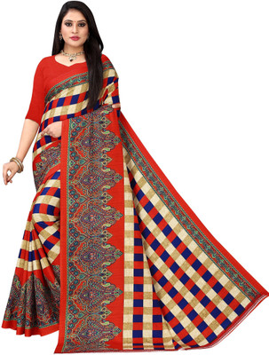 divyapriya Printed Bollywood Crepe Saree(Red)