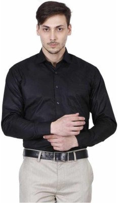 JMDE Men Solid Formal Black Shirt