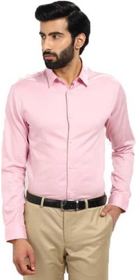 JMDE Men Solid Formal Pink Shirt