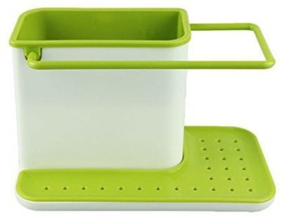 Coozico 3 in 1 Kitchen Sink Tool Organizer Stand, Dishwasher Liquid, Brush, Cloth, Soap, Sponge Holder Box, 2 Compartment & Easy to Washing Mess Cleaning Brush Keeper Tool Utensil Kitchen Rack (Plastic)[multi color] Cutlery Kitchen Rack(Plastic)
