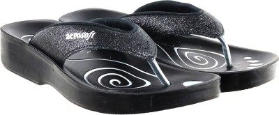 Aerosoft Women Women's Black Slipper Slippers(Black, Silver , 36)