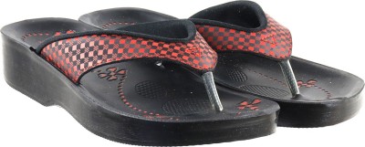 Aerosoft Women Women's Red Slipper Flip Flops(Red, Black , 36)