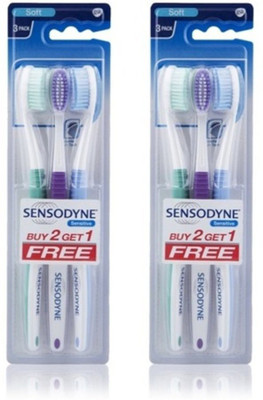 SENSODYNE Sensitive Soft Toothbrush for Teeth - Pack of 3 x 2 Extra Soft Toothbrush(Pack of 6)