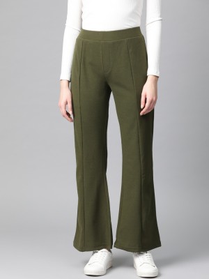 Dressberry Regular Fit Women Dark Green Trousers