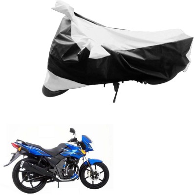 Ak Automotive Two Wheeler Cover for TVS(Flame SR125, Black, Silver)