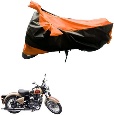 AK Art Two Wheeler Cover for Royal Enfield(Bullet 500, Black, Orange)