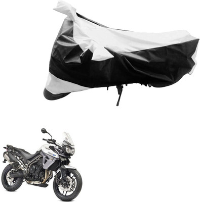 PRIMEAUTOZ Two Wheeler Cover for Triumph(Tiger 800 XR, Black, Silver)