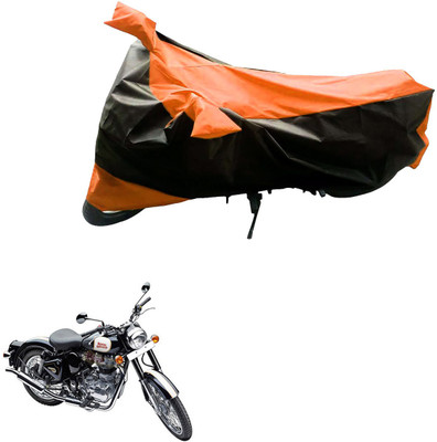 AZACUS Two Wheeler Cover for Royal Enfield(Classic 500, Black, Orange)