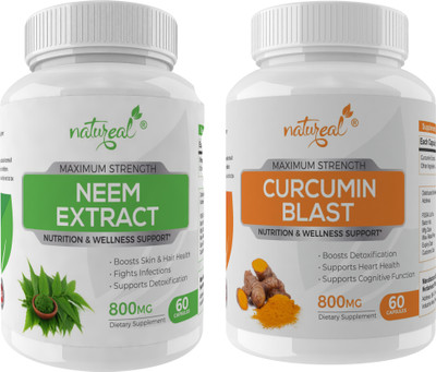 Natureal Skin Care Combo of Neem & Curcumin-800 Mg Capsules Each(2 x 60 No)
