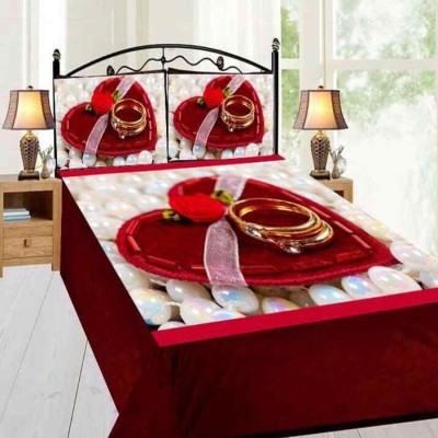 Shivaay Creations 300 TC Velvet Double, Queen, King Printed Flat Bedsheet(Pack of 1, Maroon)