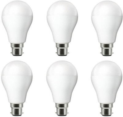 Smuf 9 W Basic Round B22 LED Bulb(White, Pack of 6)