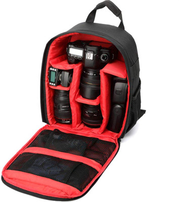 World Look DSLR SLR Camera Lens Shoulder Backpack Case Olympus Camera Bag Camera Bag (Black & Red) Camera Bag(Black & Red)