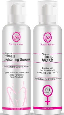 Nuerma Science Advanced Intimate Lightening Serum & Advanced Intimate Wash with Lactic Acid (Formulated for Sensitive Areas) (100 ML Each)(2 Items in the set)