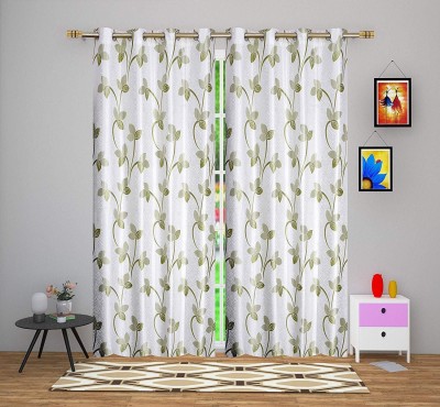 kiara Creations 275 cm (9 ft) Polyester Semi Transparent Long Door Curtain (Pack Of 2)(Printed, Green)