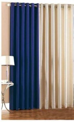 SAI FAB 272 cm (9 ft) Polyester Semi Transparent Long Door Curtain (Pack Of 2)(Plain, Blue)
