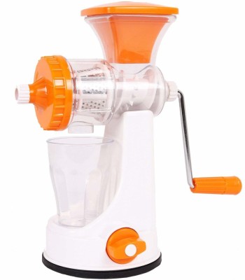 JohnMacc Plastic, Steel Hand Juicer Fruit and Vegetable Plastic Hand Juicer Mixer with Steel Handle & Vacuum Lock(Orange, White)