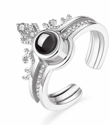 Ruhi Collection Alloy Cubic Zirconia Silver Plated Ring