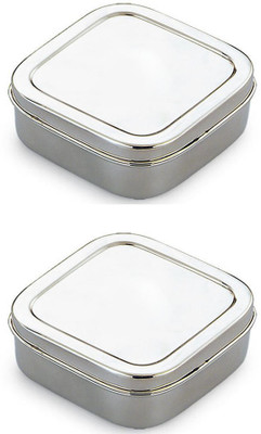 Prateek Kitchenware Mirror Finish Stainless Steel Portion Control Food Container/Lunch Box/Tiffin (300 ml) Pack of (2) 2 Containers Lunch Box(300 ml)