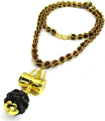 SHIV MART Shiv Shakti Kavach 5 Mukhi Rudraksha Mala Unique and Rare Collection for Unisex Gold-plated Plated Brass Chain