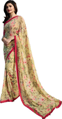 peer store Printed Daily Wear Georgette Saree(Beige)