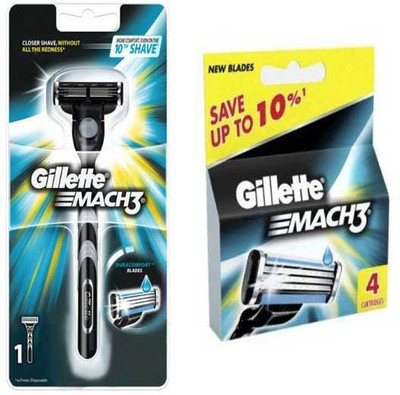 Gillette Mach 3 Cartridges With Razor (5 Cartridges + Razor Handle), Men