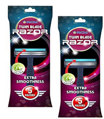 RCM Twin Blade Razor for Extra Smoothness - 5 Razors (Pack of 2), Men(Pack of 10)
