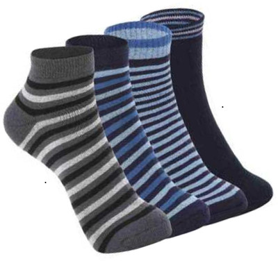 RAJAVI Men & Women Striped, Solid Ankle Length(Pack of 4)