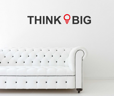 Wallzone 90 cm Think Big Removable Sticker(Pack of 1)