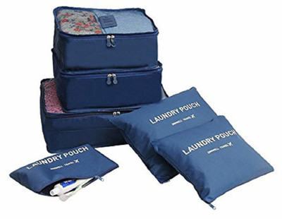 Kanha 6 Pieces Travelling Mesh Laundry Pouch/Cloth Organizer Storage Bag - Navy blue(Blue)