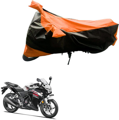 AZACUS Two Wheeler Cover for Honda(CBR 250R, Black, Orange)